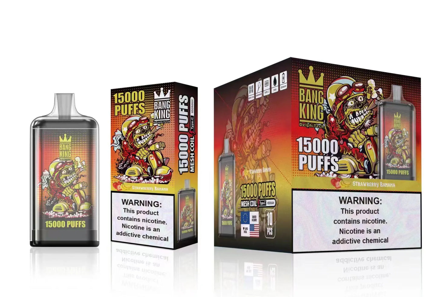 BANG KING LED 15.000 PUFFS FRESA PLÁTANO